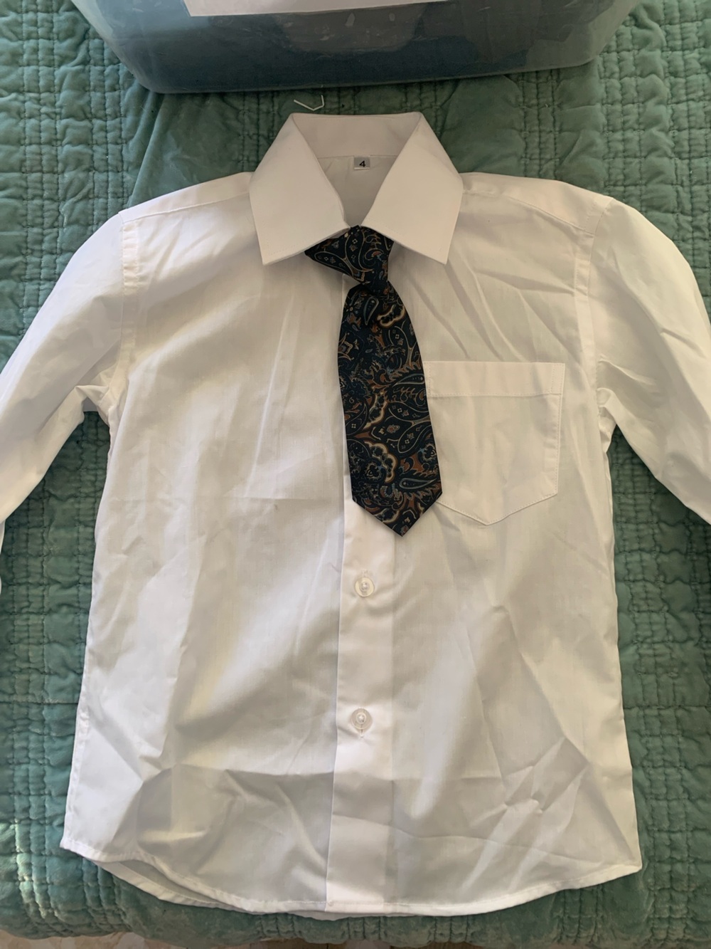 Kids  White Dress Shirt with Chest Pocket - Modern Fit